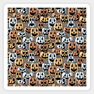 Pile of Jack o Laterns - Halloween Pattern - Pastel Colors Sticker